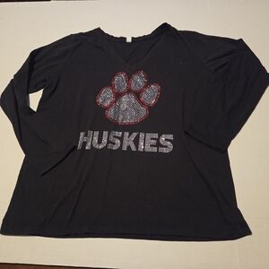 Northern Illinois University Womens Plus Size Huskie's Long Sleeve Tee 2X EUC